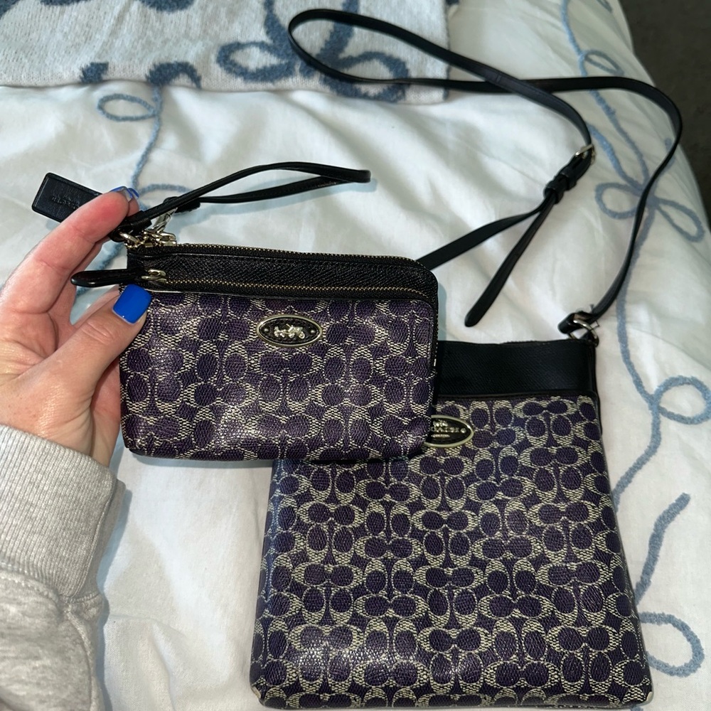 Coach Black and Purple Crossbody Bag Set